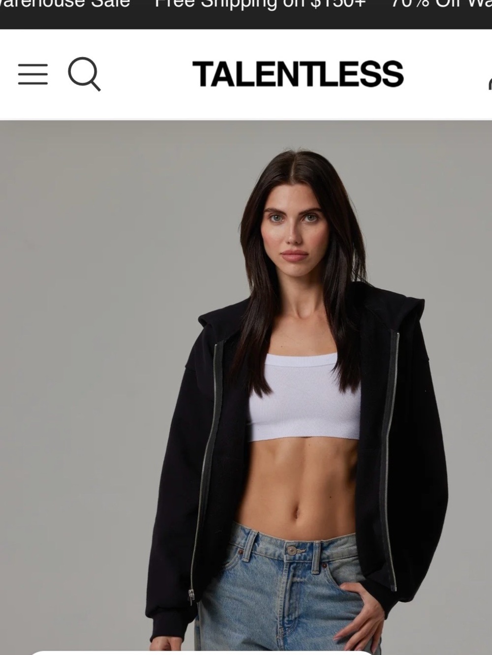 TALENTLESS Black Zip-Up Hoodie Jacket with Hood